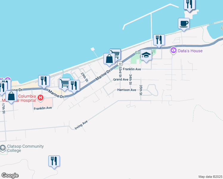 map of restaurants, bars, coffee shops, grocery stores, and more near in Astoria