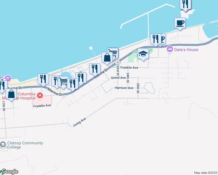 map of restaurants, bars, coffee shops, grocery stores, and more near in Astoria