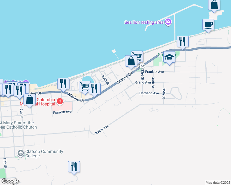 map of restaurants, bars, coffee shops, grocery stores, and more near 663 29th Street in Astoria