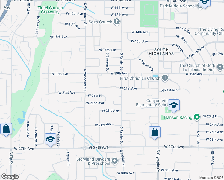 map of restaurants, bars, coffee shops, grocery stores, and more near 1809 West 21st Avenue in Kennewick