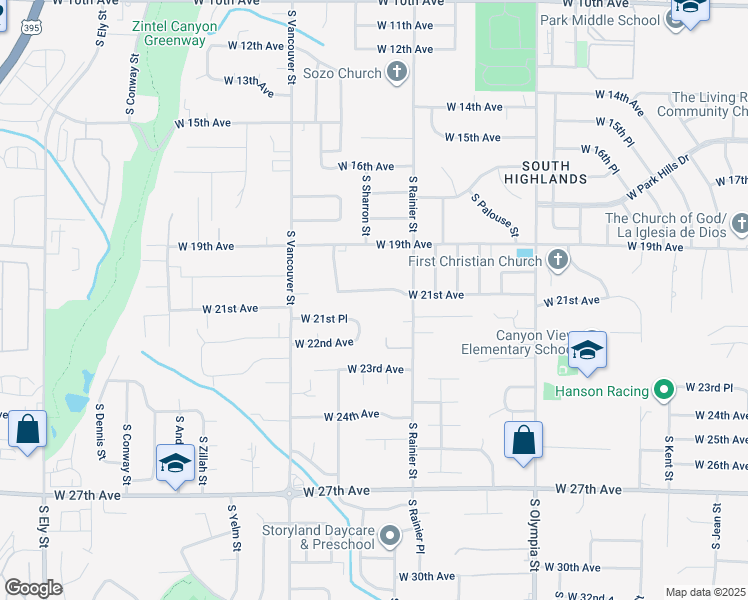 map of restaurants, bars, coffee shops, grocery stores, and more near 1809 West 21st Avenue in Kennewick