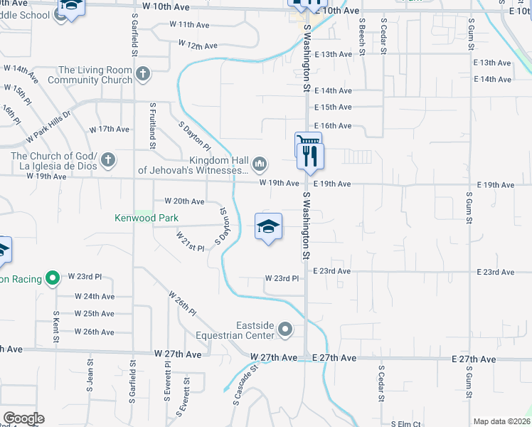 map of restaurants, bars, coffee shops, grocery stores, and more near 208 W 21st Ave in Kennewick