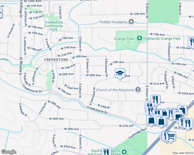 map of restaurants, bars, coffee shops, grocery stores, and more near 4920 West 20th Avenue in Kennewick