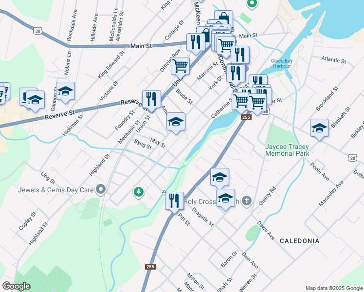 map of restaurants, bars, coffee shops, grocery stores, and more near 57 Catherine Street in Glace Bay