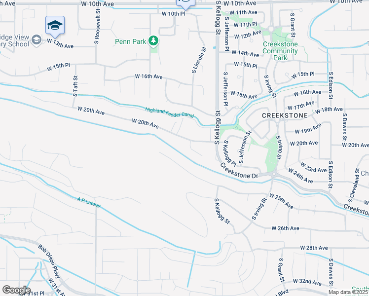 map of restaurants, bars, coffee shops, grocery stores, and more near 5920 West 20th Avenue in Kennewick