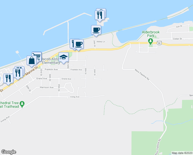 map of restaurants, bars, coffee shops, grocery stores, and more near 644 39th Street in Astoria