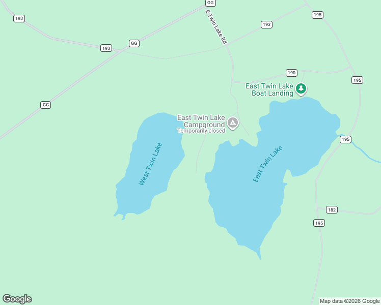 map of restaurants, bars, coffee shops, grocery stores, and more near West Twin Lake Road in Clam Lake