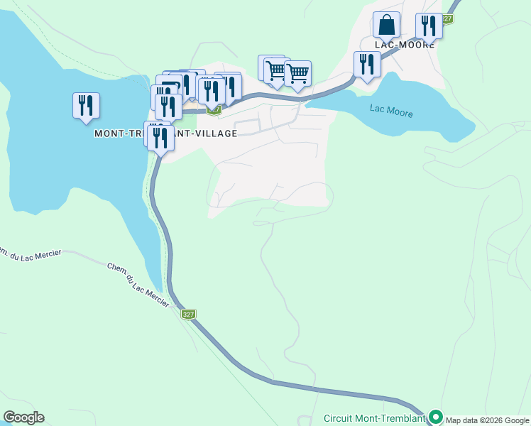 map of restaurants, bars, coffee shops, grocery stores, and more near 185 Rue du Mont Plaisant in Mont-Tremblant