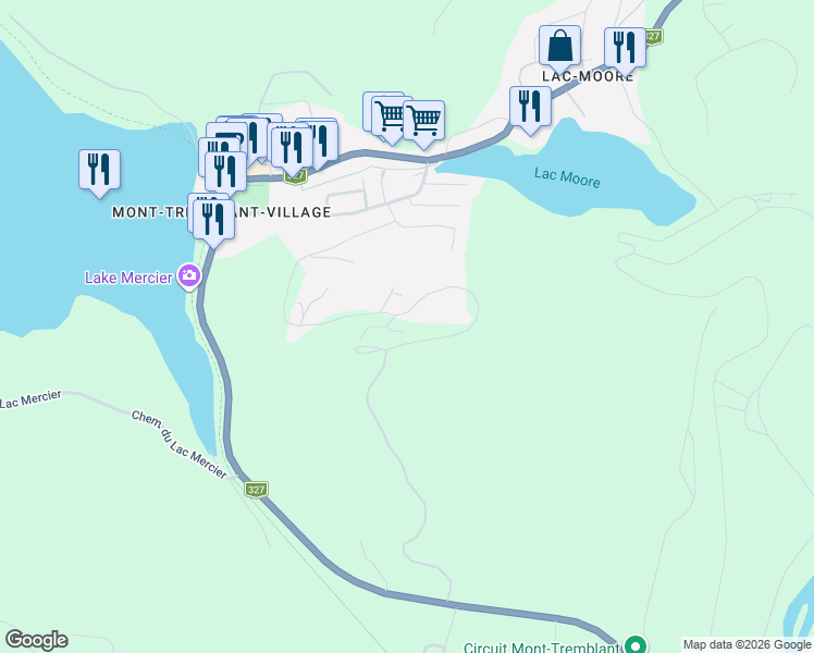 map of restaurants, bars, coffee shops, grocery stores, and more near 195 Rue du Mont Plaisant in Mont-Tremblant