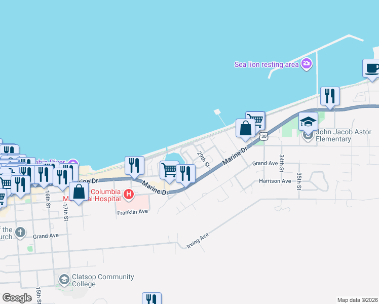 map of restaurants, bars, coffee shops, grocery stores, and more near 288 29th Street in Astoria