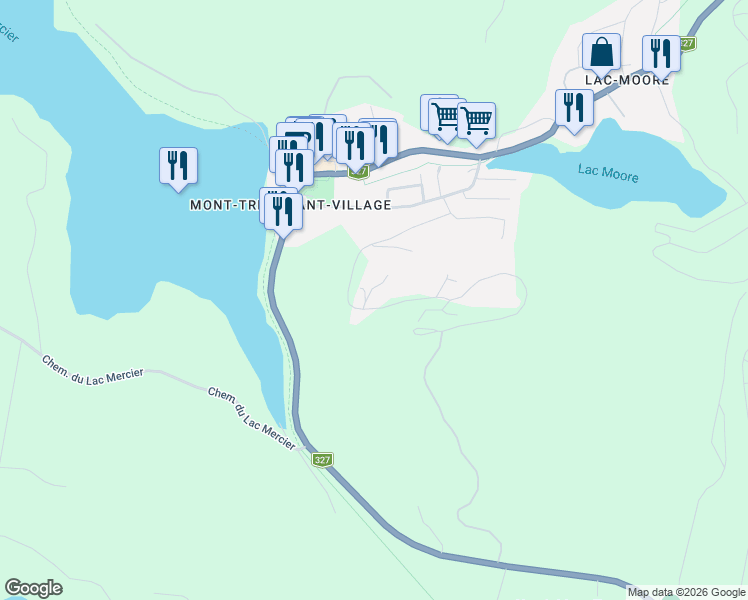 map of restaurants, bars, coffee shops, grocery stores, and more near 166 Rue du Mont Plaisant in Mont-Tremblant