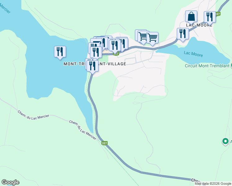 map of restaurants, bars, coffee shops, grocery stores, and more near 146 Rue du Mont Plaisant in Mont-Tremblant