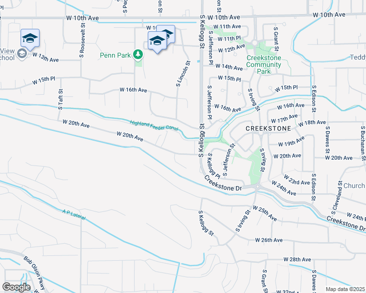 map of restaurants, bars, coffee shops, grocery stores, and more near 5920 West 20th Avenue in Kennewick