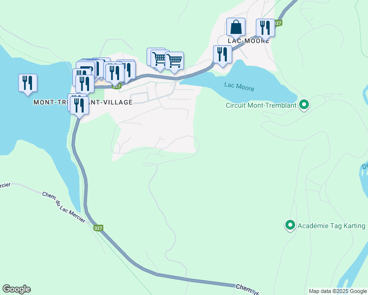 map of restaurants, bars, coffee shops, grocery stores, and more near 225 Rue du Mont Plaisant in Mont-Tremblant