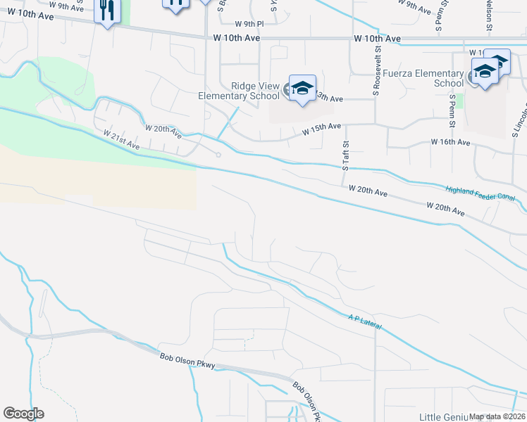 map of restaurants, bars, coffee shops, grocery stores, and more near 7105 West 20th Avenue in Kennewick