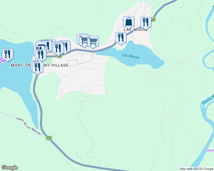 map of restaurants, bars, coffee shops, grocery stores, and more near 240 Rue du Mont Plaisant in Mont-Tremblant