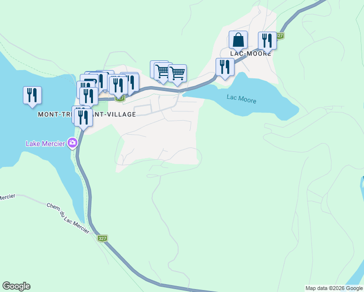 map of restaurants, bars, coffee shops, grocery stores, and more near 206 Rue du Mont Plaisant in Mont-Tremblant