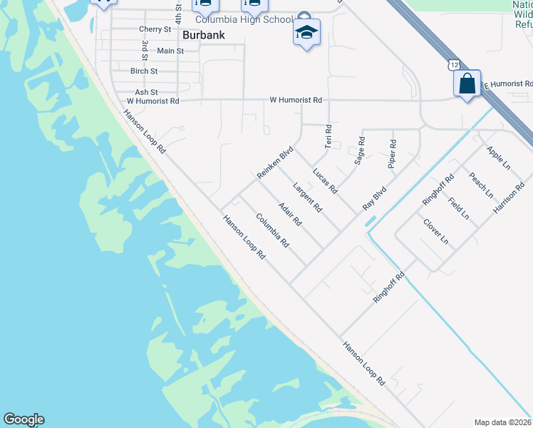 map of restaurants, bars, coffee shops, grocery stores, and more near 53 Columbia Road in Burbank