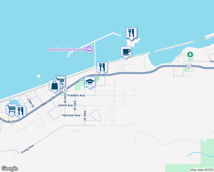 map of restaurants, bars, coffee shops, grocery stores, and more near 394 37th Street in Astoria