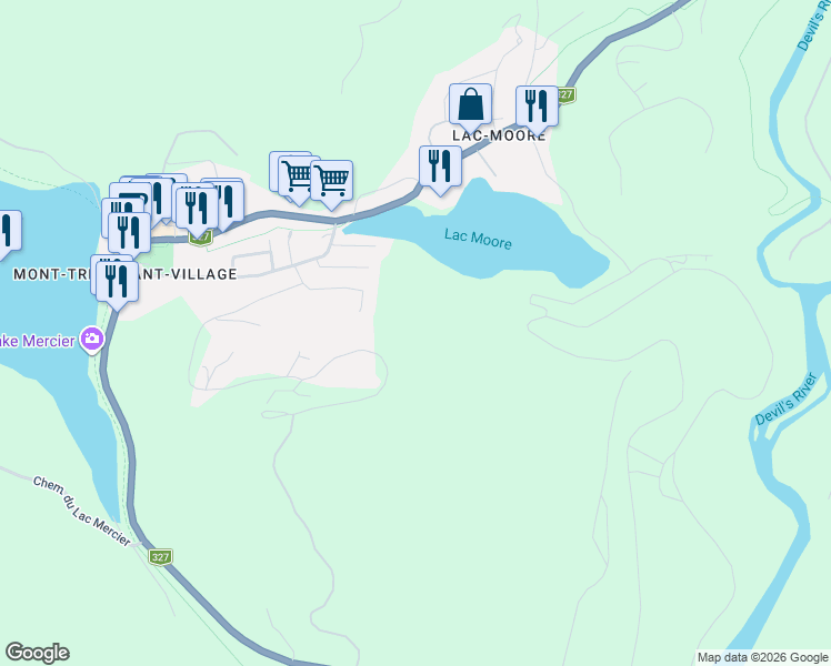 map of restaurants, bars, coffee shops, grocery stores, and more near 165 Rue du Mont Plaisant in Mont-Tremblant