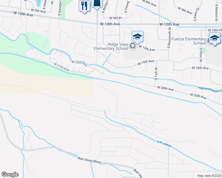 map of restaurants, bars, coffee shops, grocery stores, and more near 7105 West 20th Avenue in Kennewick