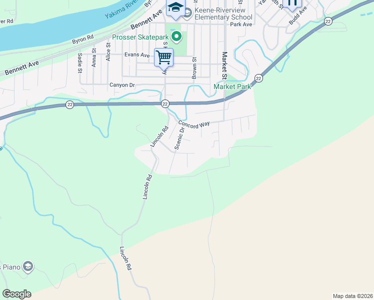 map of restaurants, bars, coffee shops, grocery stores, and more near 911 Roza Vista Dr in Prosser