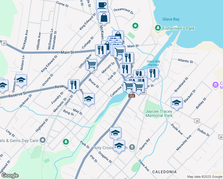 map of restaurants, bars, coffee shops, grocery stores, and more near 20 Catherine Street in Glace Bay