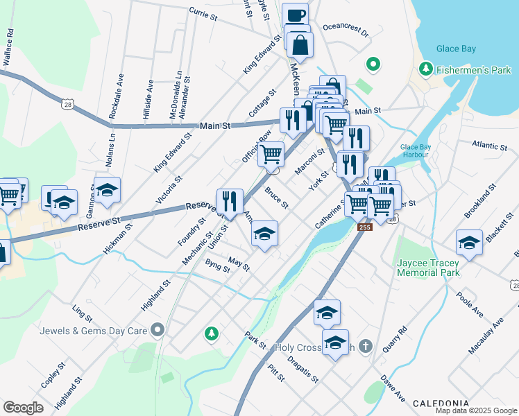 map of restaurants, bars, coffee shops, grocery stores, and more near in Glace Bay
