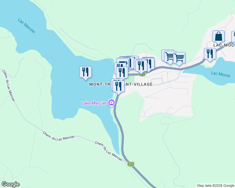 map of restaurants, bars, coffee shops, grocery stores, and more near 1850 Chemin du Village in Mont-Tremblant