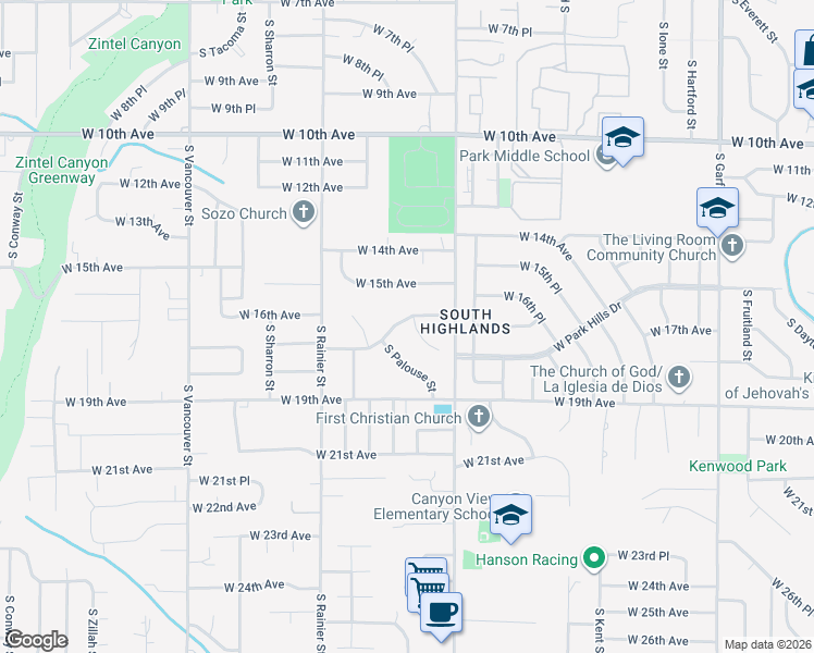 map of restaurants, bars, coffee shops, grocery stores, and more near 1514 W 16th Ave in Kennewick