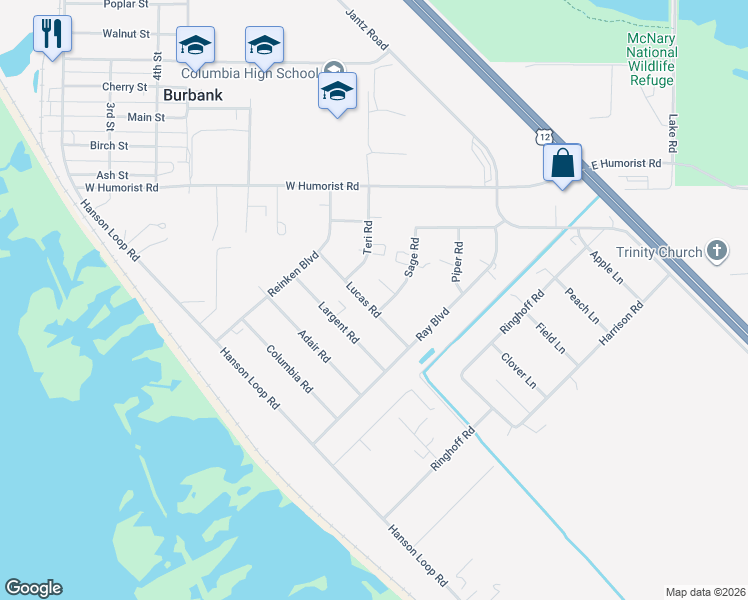 map of restaurants, bars, coffee shops, grocery stores, and more near 350 Sage Road in Burbank