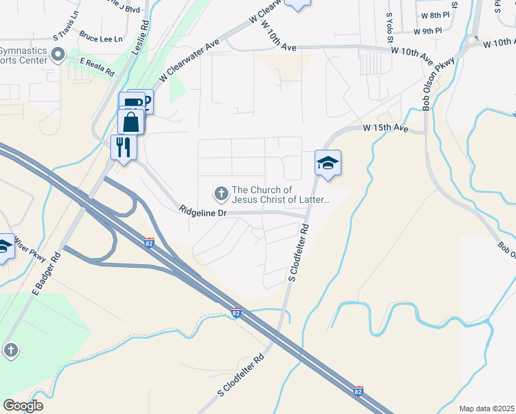 map of restaurants, bars, coffee shops, grocery stores, and more near 10279 West 18th Court in Kennewick