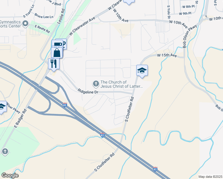map of restaurants, bars, coffee shops, grocery stores, and more near 10279 West 18th Court in Kennewick