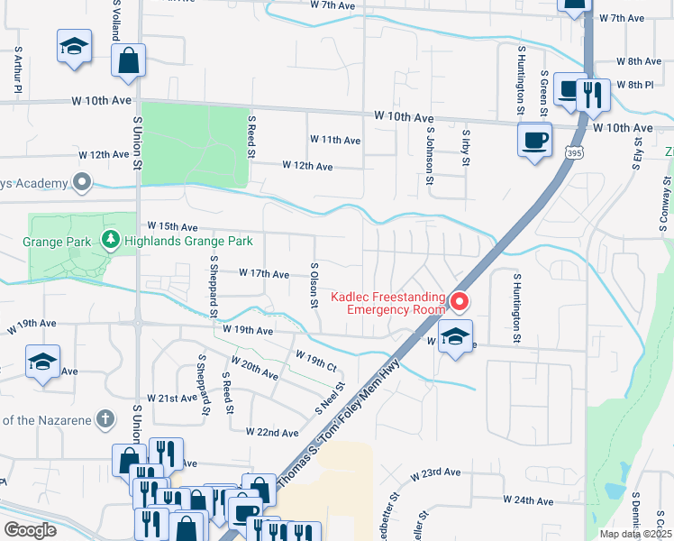 map of restaurants, bars, coffee shops, grocery stores, and more near 3711 West 16th Place in Kennewick