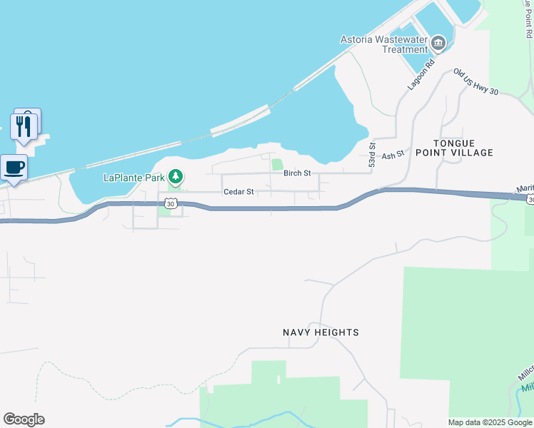 map of restaurants, bars, coffee shops, grocery stores, and more near 4893 Lief Erikson Dr in Astoria