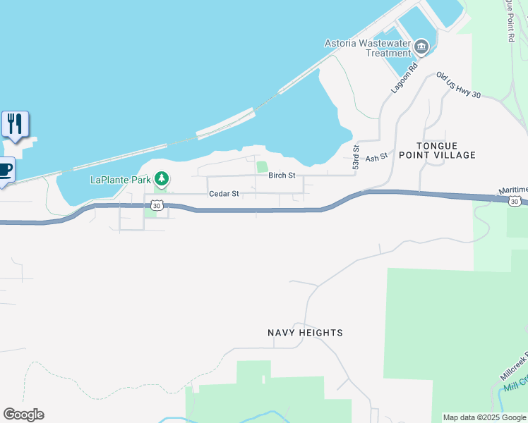 map of restaurants, bars, coffee shops, grocery stores, and more near 4893 Lief Erikson Drive in Astoria