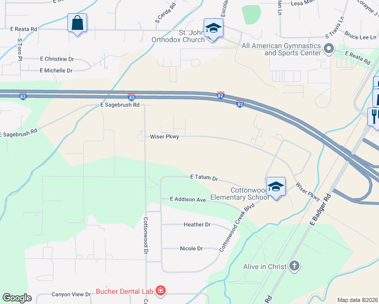 map of restaurants, bars, coffee shops, grocery stores, and more near 103907 Wiser in Kennewick