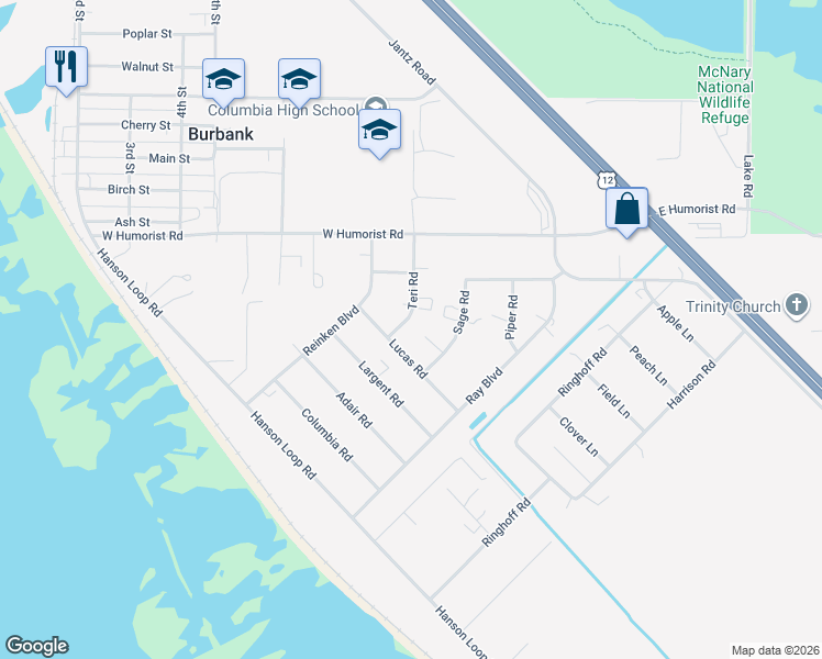 map of restaurants, bars, coffee shops, grocery stores, and more near 350 Sage Road in Burbank