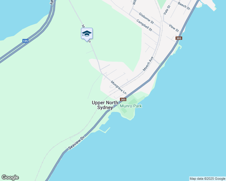 map of restaurants, bars, coffee shops, grocery stores, and more near 95 Meech Avenue in North Sydney