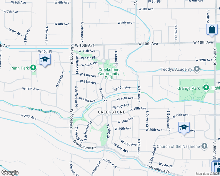map of restaurants, bars, coffee shops, grocery stores, and more near 5610 West 15th Avenue in Kennewick