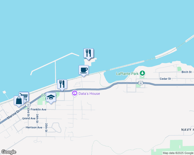 map of restaurants, bars, coffee shops, grocery stores, and more near 4050 Abbey Lane in Astoria
