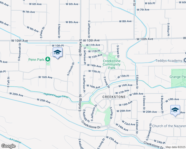 map of restaurants, bars, coffee shops, grocery stores, and more near South Jefferson Street in Kennewick
