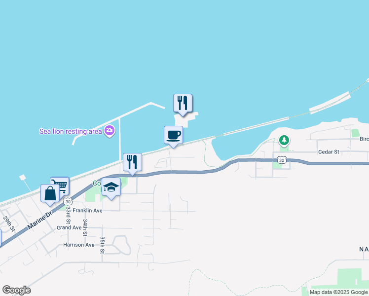 map of restaurants, bars, coffee shops, grocery stores, and more near 3930 Abbey Lane in Astoria