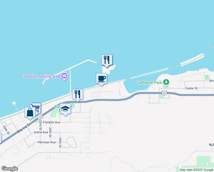 map of restaurants, bars, coffee shops, grocery stores, and more near 3930 Abbey Lane in Astoria