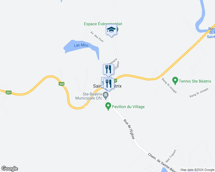 map of restaurants, bars, coffee shops, grocery stores, and more near in Sainte-Béatrix