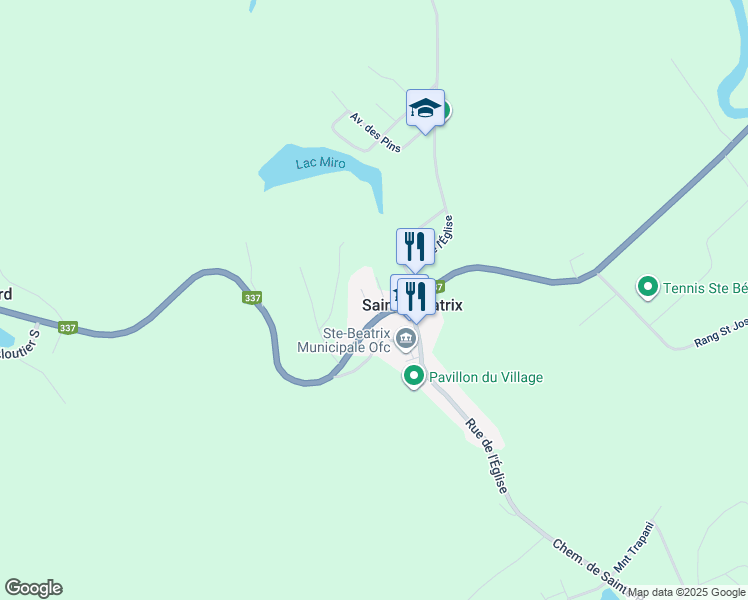 map of restaurants, bars, coffee shops, grocery stores, and more near 988 Rue Yvon in Sainte-Béatrix
