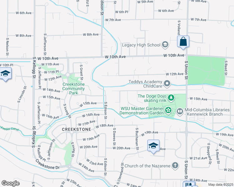 map of restaurants, bars, coffee shops, grocery stores, and more near 5206 W 16th Ct in Kennewick