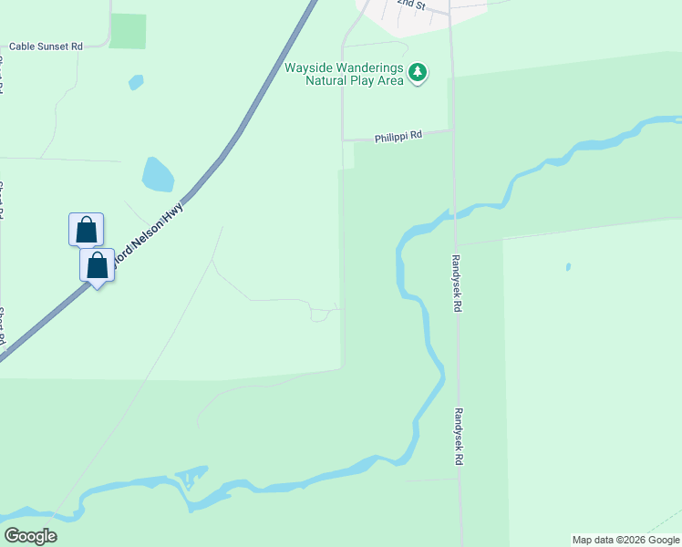 map of restaurants, bars, coffee shops, grocery stores, and more near 42745 Kavanaugh Road in Cable