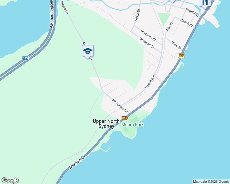 map of restaurants, bars, coffee shops, grocery stores, and more near 7 Thistle Drive in North Sydney