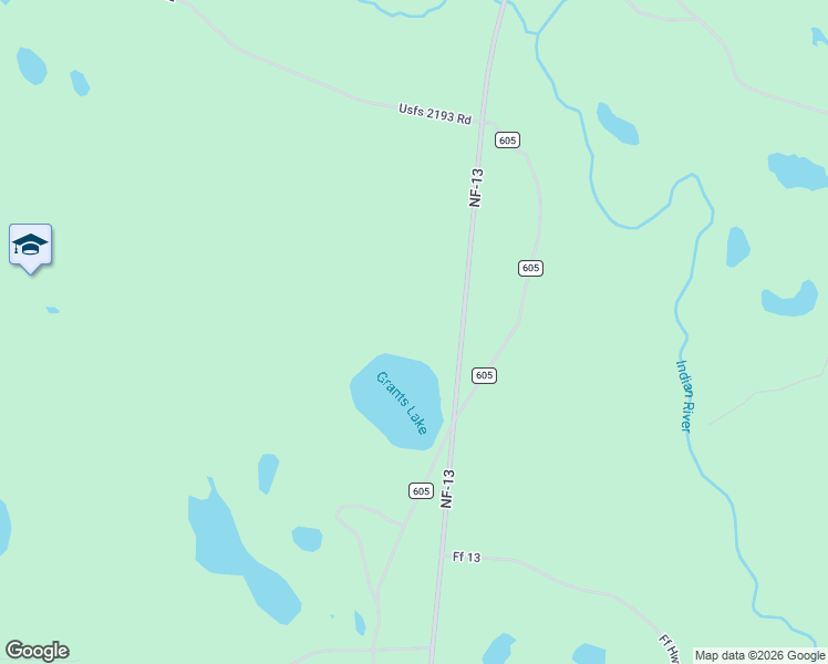 map of restaurants, bars, coffee shops, grocery stores, and more near 6184n National Forest Development Road 13 in Alger County